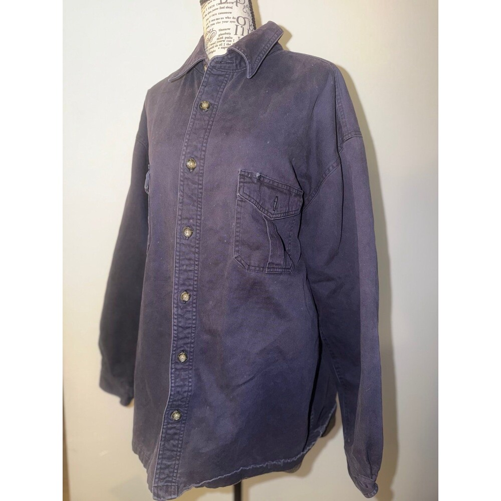 St. John's Bay Lined Cotton button-front barn Shacket XL Faded Navy vintage
